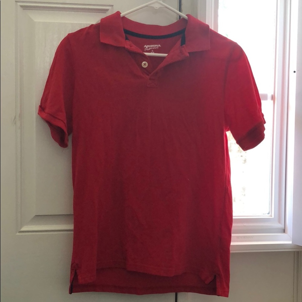 Blue and red button up boys tops